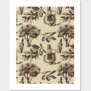 Olives - mediterranean pattern Posters and Art